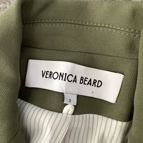 Veronica Beard Stone Army Green Classic Miller Dickey Blazer Women's 2 Gold - Picture 5 of 11